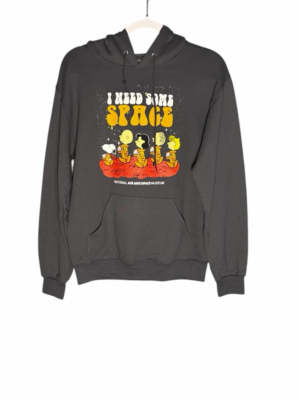 Peanuts X Smithsonian National Air and Space Museum I Need Space Hoodie Gray NWT